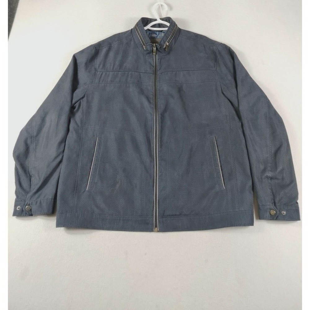Johnston & Murphy Jacket Mens 2XL Blue Full Zip‎ Lined Windbreaker Lightweight